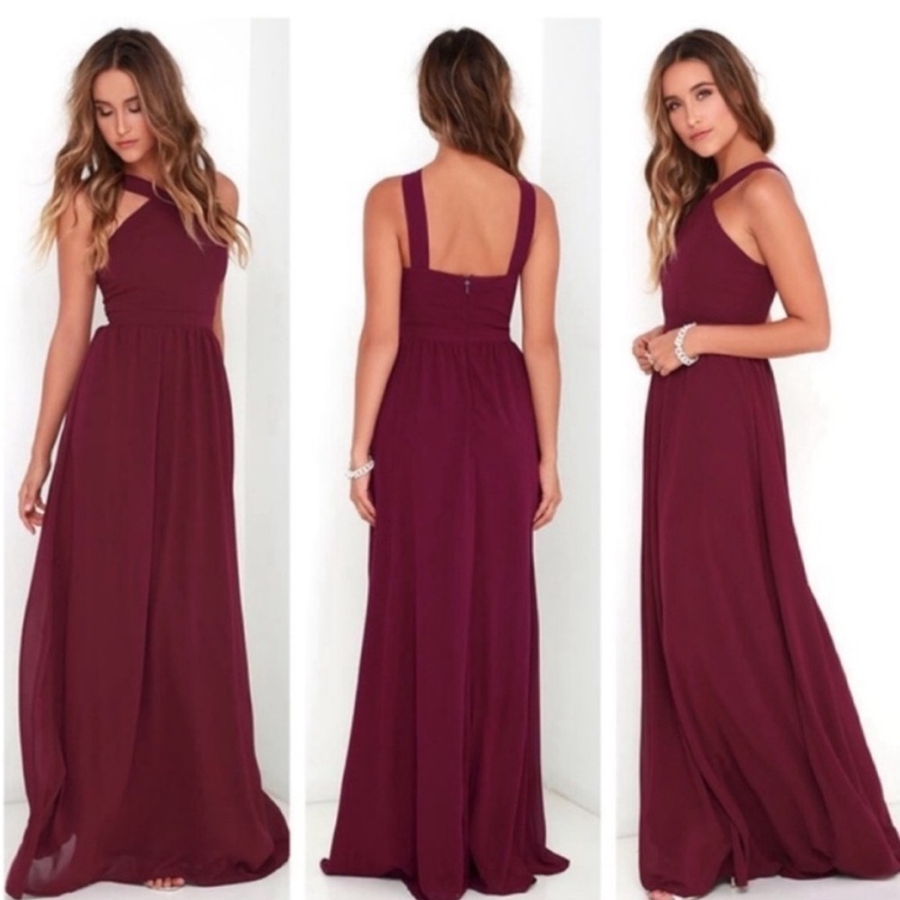 Air of Romance Burgundy Maxi Dress Lulus